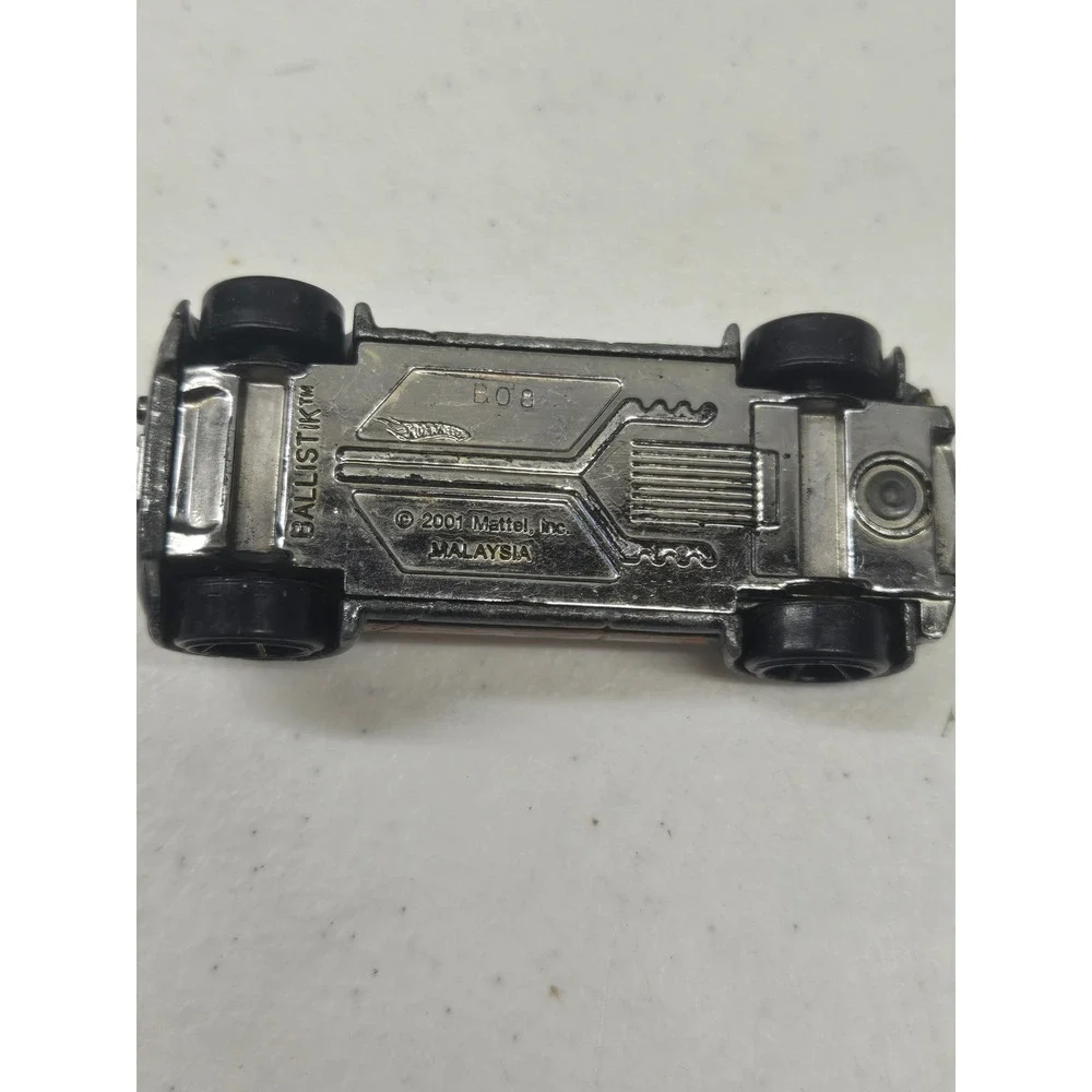 Hot Wheels Ballistik 2001 Mattel Diecast Car Grey Orange Stripe 1/64 Scale‎ B08